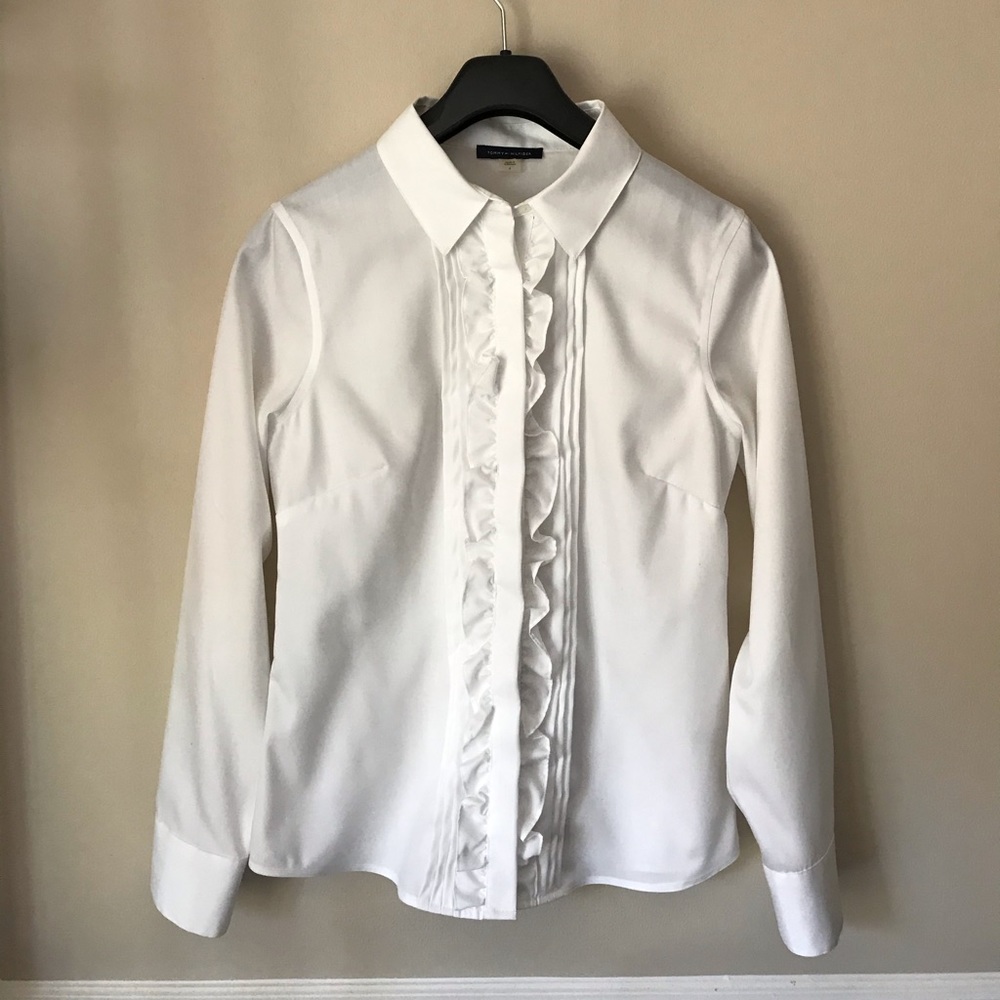 Tommy Hilfiger Ruffled-Trim Button Down Shirt 🌻